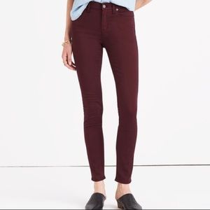 Madewell 9” Skinny Skinny Burgundy Jeans